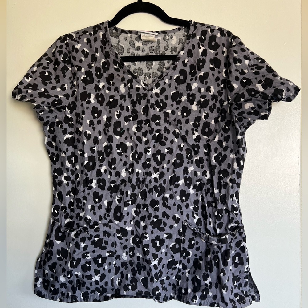 Leopard print scrub top